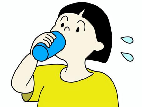 水分補給 水分補給,水,飲む,子供,女の子,熱中症予防,汗のイラスト素材