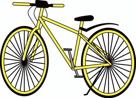 自転車　　 自転車,二輪,サイクル,クロスバイク,スポーツタイプ,駐輪,線画,黄のイラスト素材
