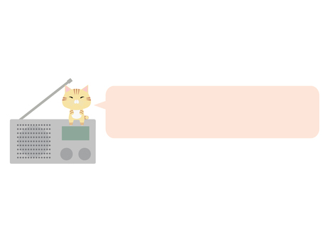 ラジオ_猫 ラジオ,猫,ちゃとら,動物,かわいい,防災,吹き出しのイラスト素材