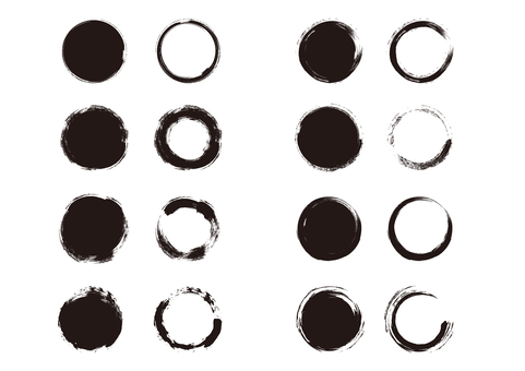 筆で描いたような丸い円素材 筆,円,墨,習字,丸,文字,新年,年賀,年賀状,筆文字のイラスト素材