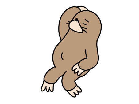 やられたと仰け反るもぐら 仰け反る,やられた,まいった,もぐら,手描き,ゆるい,かわいい,擬人化,キャラクター,困るのイラスト素材