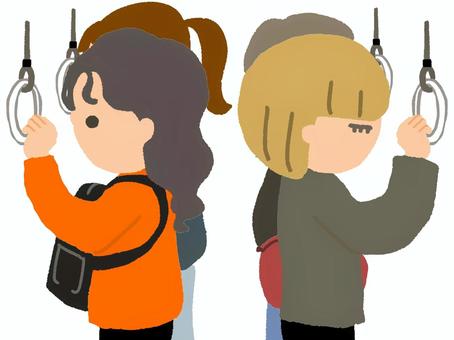女性専用車 女性,女の子,女性専用車両,電車,乗り物,通勤,通学,ラッシュアワー,オリジナル,イラストのイラスト素材