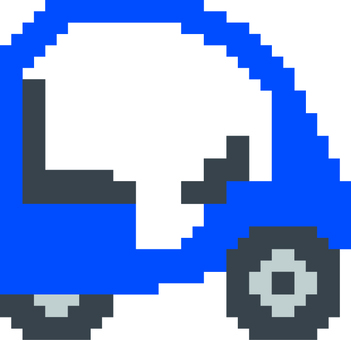 ドット絵の青の電動ミニカーです。 ドット絵,電動,ミニカー,シンプル,電気自動車,ev,子供用,遊具,乗り物,青のイラスト素材