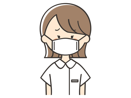 困った表情のマスクをした女性看護師 女性,看護師,看護士,薬剤師,整体師,セラピスト,カウンセラー,介護士,マスク,風邪のイラスト素材