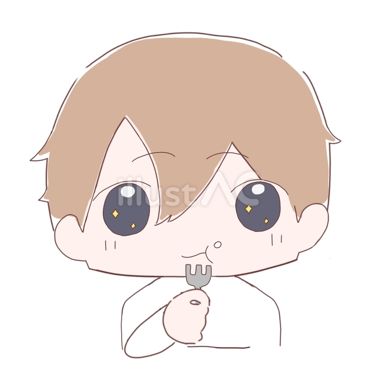 おいしいものを食べる男の子 男の子,男性,ミニキャラのイラスト素材