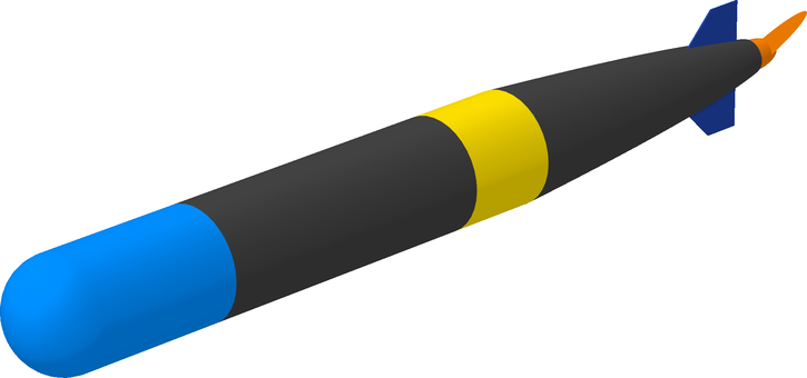 航空魚雷 ミリタリー,魚雷,航空魚雷,爆弾,武器,兵器,青色,蛍光色,3dcg,立体のイラスト素材