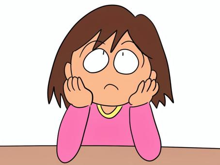 頬に両手をあてる女の子のイラスト 女の子,少女,ポーズ,子供,頬に手,机,ピンク,人物,テーブル,ガールのイラスト素材