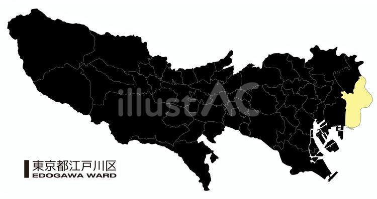 東京都江戸川区の位置地図_05 江戸川区,東京都,23区のイラスト素材