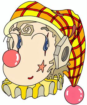道化師・笑顔 道化師,笑顔,顔,ピエロカラー,ピエロメイク,帽子,カラフル,人物,キャラクター,イラストのイラスト素材