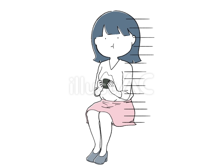 とっても心あらずでおにぎりを食べる女 おにぎり,食べる,人物のイラスト素材