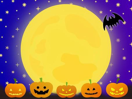 ハロウィーンかぼちゃと満月の背景 ハロウィン,背景,カボチャ,秋,夜,かわいい,満月,壁紙,ハロウィーン,暗いのイラスト素材