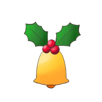 ひいらぎとベル ひいらぎ,ベル,鐘,実,赤い実,葉っぱ,クリスマスのイラスト素材