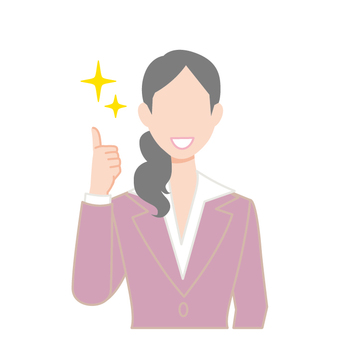 褒めて伸ばすポジティブなスーツの女性上司 いいね,笑顔,人,女性,グッジョブ,褒める,スーツ,会社員,上司,社長のイラスト素材