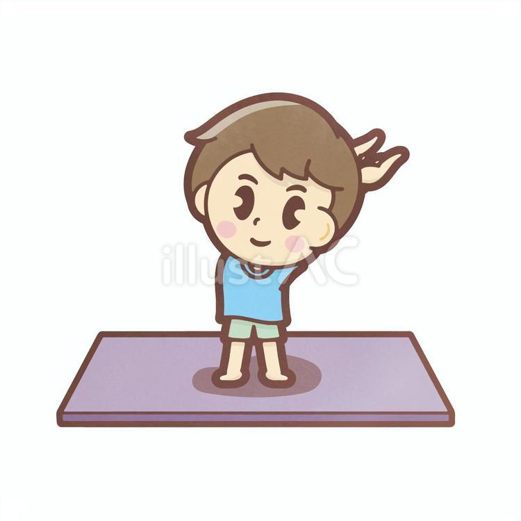 ヨガをする男の子・月のポーズ 男の子,ヨガ,全身のイラスト素材
