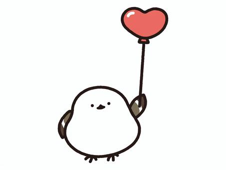 ハートの棒を持ったシマエナガ シマエナガ,エナガ,野鳥,鳥,動物,ハート,シンボル,マーク,愛,結婚のイラスト素材