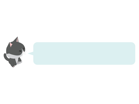 ゲーム_猫 ゲーム,猫,はちわれ,動物,かわいい,コントローラー,吹き出しのイラスト素材
