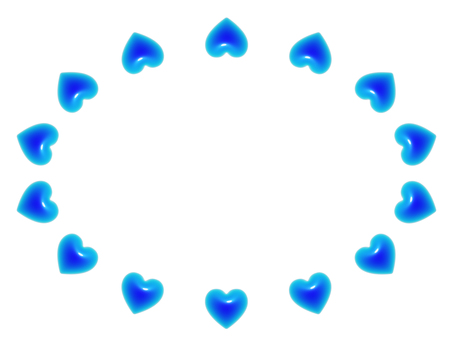 青いハートの楕円3Dフレーム1 ハート,フレーム,3d,立体,楕円,丸,可愛い,バレンタイン,フェミニン,飾り枠のイラスト素材