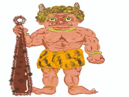 節分 節分,赤鬼,金棒,角,鬼は外のイラスト素材