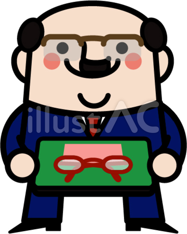 おじさん妖精　めがね屋さん 視力検査,老眼鏡,視力のイラスト素材