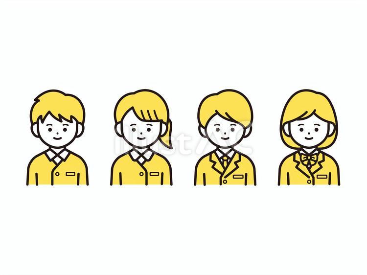 制服の子どもたち（黄色） 子ども,小学生,制服のイラスト素材