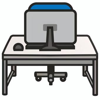 パソコンデスク パソコンデスク,パソコンチェア,机,椅子,パソコン,デスクトップ,事務,仕事のイラスト素材