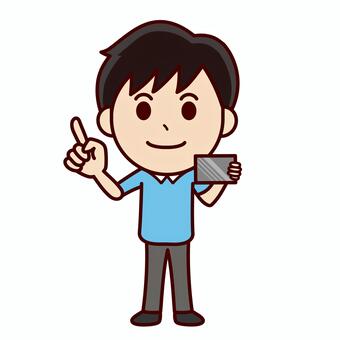 Boy holding a card, card, pointing, to point, JPG, PNG and AI