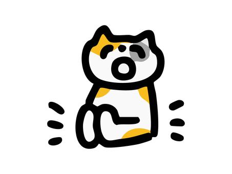 手をたたくネコ 三毛猫,ネコ,拍手,手,叩く,称賛,応援,お祝い,喜び,歓声のイラスト素材