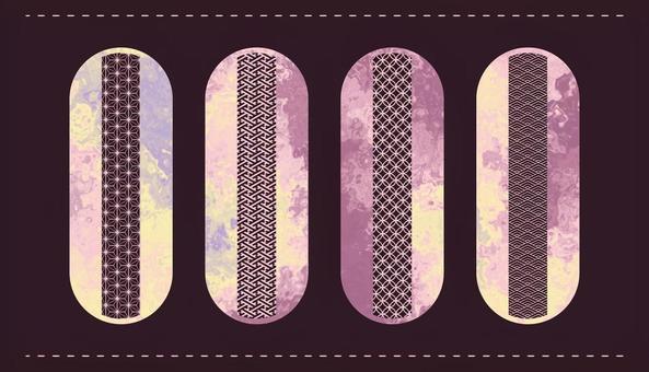 マーブル和柄の縦長バナーフレーム バナー,縦長,長方形,デザイン,エレメント,流体,リキッド,和柄,麻の葉,紗綾形のイラスト素材