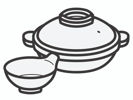 土鍋と呑水のセット03 土鍋,呑水,鍋,とんすい,和食器,取り皿,セット,アイコン,マーク,シンプルのイラスト素材