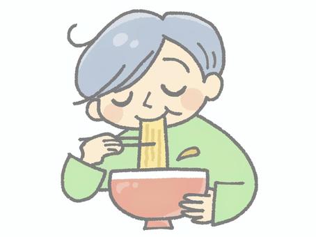 ラーメンを食べる男性 ラーメン,食べる,男性,どんぶり,器,箸,すする,麺類,拉麺,食事のイラスト素材