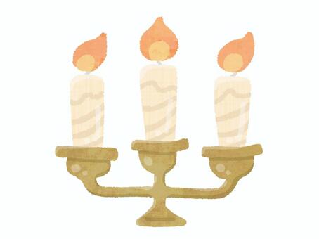 三連のロウソク燭台 蝋燭,燭台,キャンドル,ロウソク立て,キャンドルホルダー,3連,3本,火,炎,灯りのイラスト素材