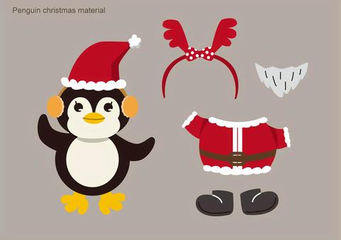 クリスマス素材ペンギン ペンギン,クリスマス,クリスマス素材,クリスマス,衣類,素材,帽子,ひげ,イヤーマフ,靴のイラスト素材