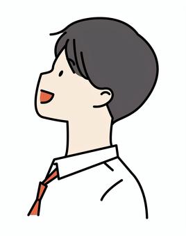 上を向くネクタイワイシャツの男子学生 男子高校生,高校生,中学生,学生,男性,ワイシャツ,ネクタイ,シンプル,上,見上げるのイラスト素材