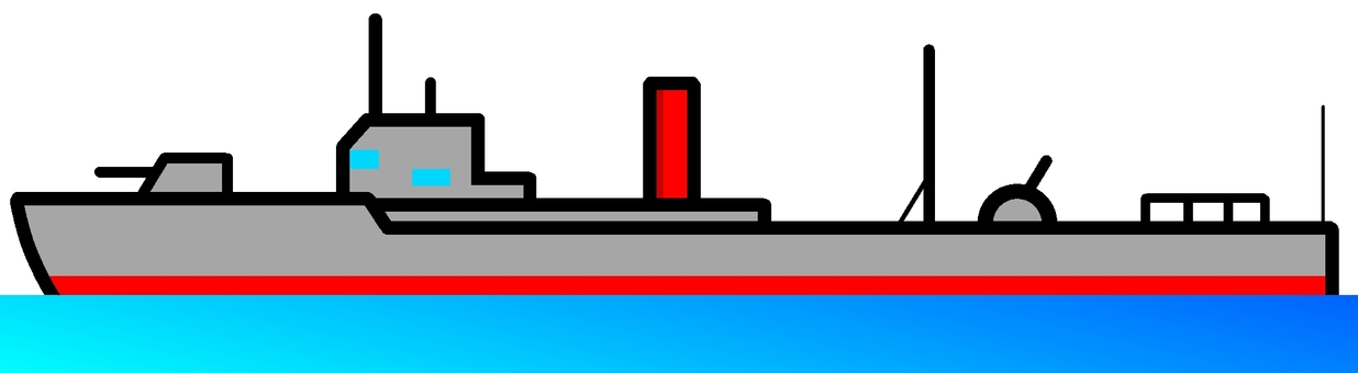 水雷砲艦 ミリタリー,船,軍艦,水雷砲艦,大型船,兵器,海,蛍光色,デフォルメ,背景透過のイラスト素材