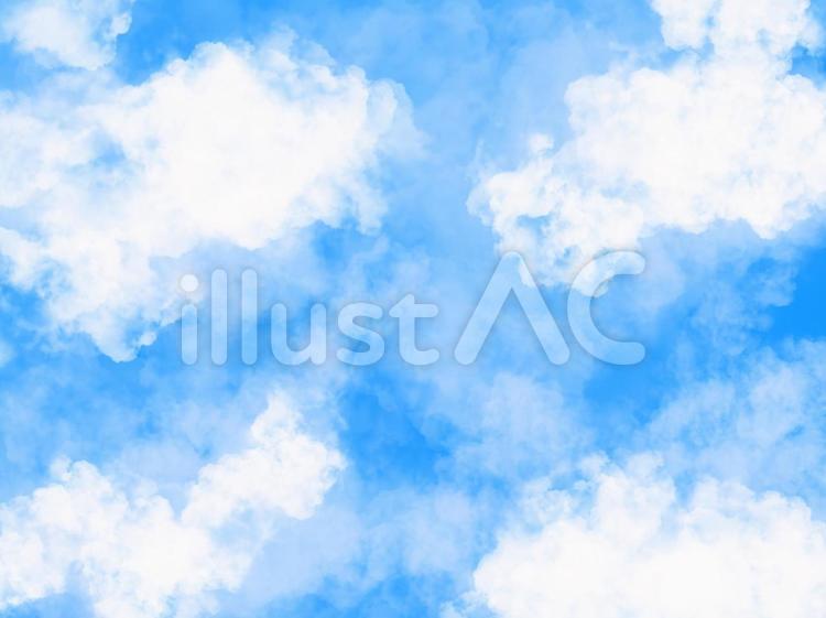 水彩＿空（風景） 青空,雲,晴れのイラスト素材