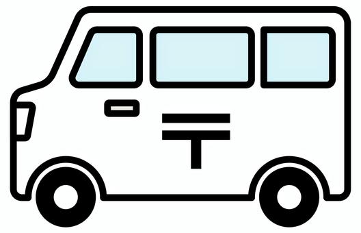 郵便局の郵便車アイコンイラスト白黒 郵便,郵便局,アイコン,車,自動車,配達車,郵便車,イラスト,郵送,郵便配達のイラスト素材