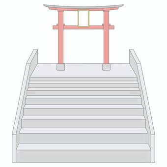 鳥居と階段（線あり） 鳥居,神社,階段,線あり,お参り,参拝,初詣,正月,素材,単品のイラスト素材