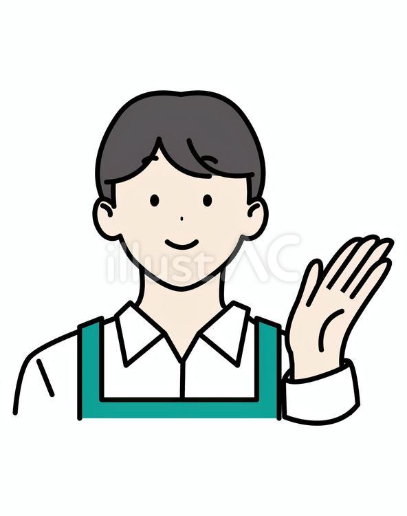 黒髪男子の店員こちら 店員,店員さん,男のイラスト素材