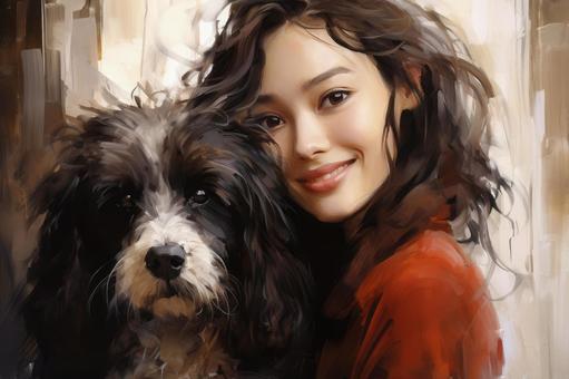 woman hugging a dog, , JPG