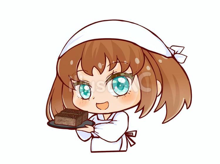 きんつばと女の子１ 和菓子,きんつば,食べ物のイラスト素材