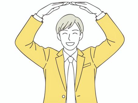 手で丸を作る男性1 男性,サラリーマン,丸,ハンドサイン,人物,人,当たり,オッケー,仕事,爽やかのイラスト素材