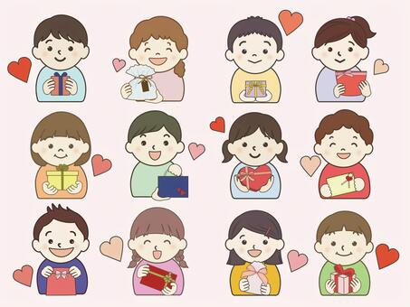 Illustration, valentine, child, present, 