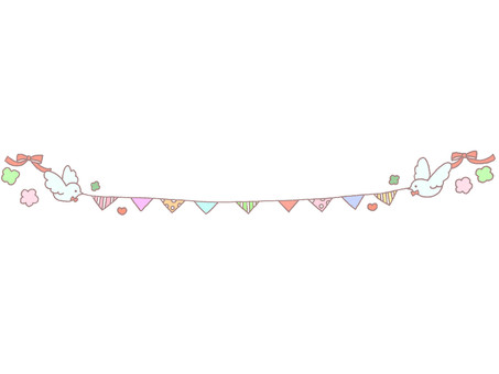 Cute bird celebration garland line and frame, , JPG and PNG