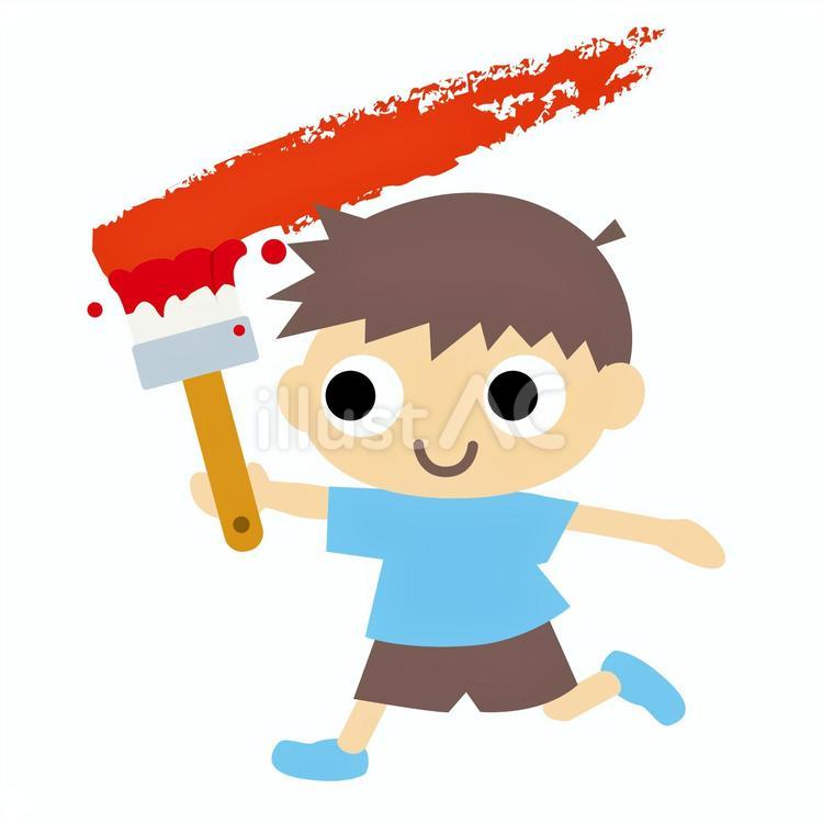 色を塗る少年02 少年,子供,色塗りのイラスト素材