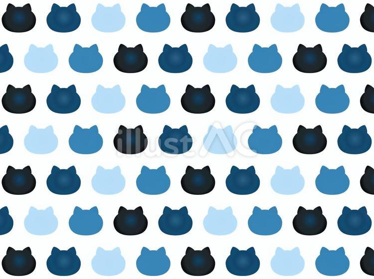にゃんこ模様　青 ねこ柄,青,水色のイラスト素材