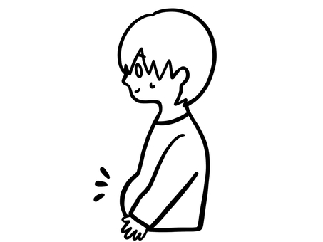 お腹を見て苦笑い2 線画 お腹を見て苦笑い2 線画 ぽっこり,お腹,ウエスト,体型,メタボ,ダイエット,生活,習慣,不健康,健康のイラスト素材