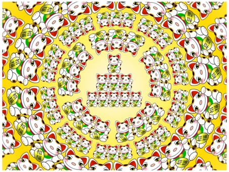 招き猫がいっぱい 招き猫,ポストカード,壁紙,背景,かわいい,笑顔,縁起,グラデーション,招福,柄のイラスト素材