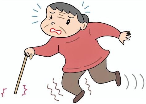 脚力低下による歩行障害 脚力低下,歩行障害,転倒リスク,ロコモ,加齢,お婆さん,高齢者,健康問題,女性,人物のイラスト素材