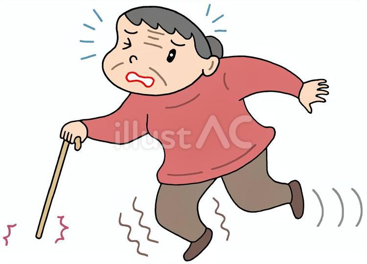 脚力低下による歩行障害 脚力低下,歩行障害,転倒リスクのイラスト素材