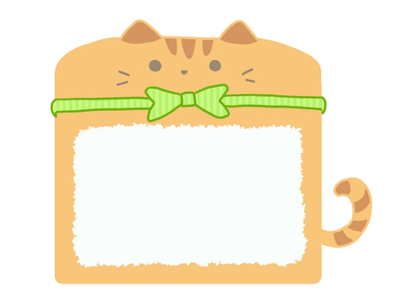 茶トラ猫のおなかメモ帳フレーム（線なし） 猫,トラ猫,茶猫,メモ帳,フレーム,ふせん,手描き,かわいい,ゆるい,デフォルメのイラスト素材